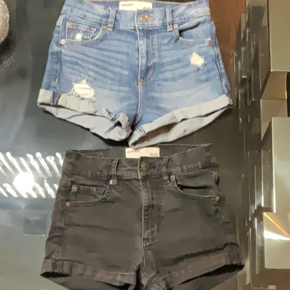 2 pairs of denim shorts by Garage